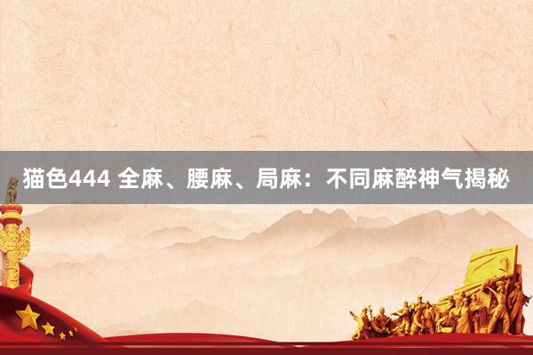 猫色444 全麻、腰麻、局麻：不同麻醉神气揭秘