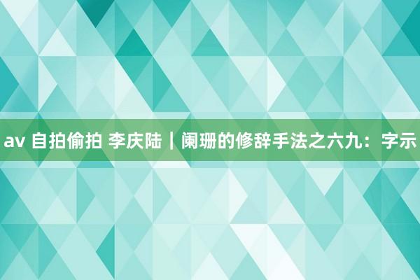 av 自拍偷拍 李庆陆|阑珊的修辞手法之六九:字示